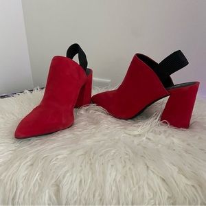 Gianni Bini Red Suede Mules 3.5’’ Heels